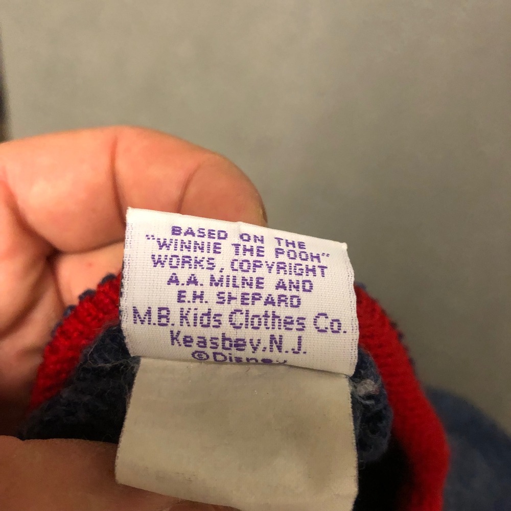 Vintage Winnie the Pooh Disney Knit Sweater Blue Kids Large 6X M.B. Kids Clothes - Picture 7 of 7